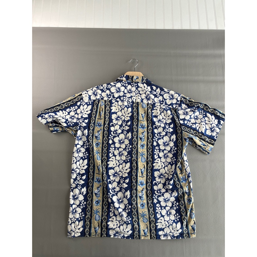 Vintage Aloha Republic Hawaii Men's XXL Blue Hibiscus Pineapple Cotton Shirt - Picture 3 of 13